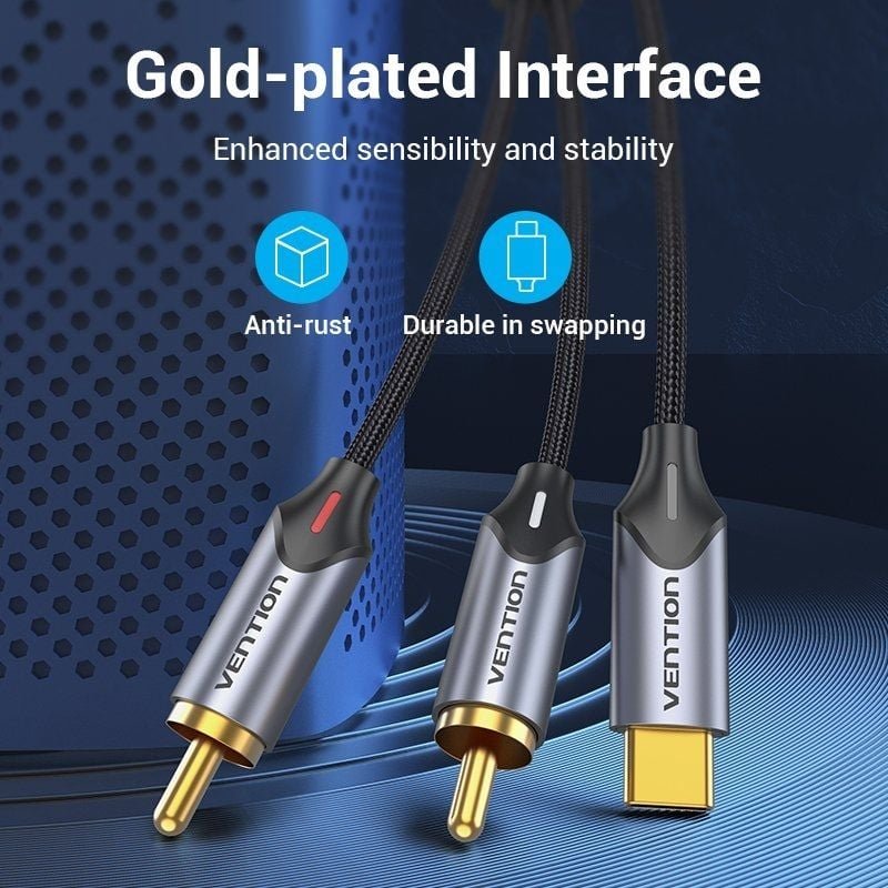 Cable Conversor Vention BGUHI/ 2x RCA Macho - USB Tipo-C Macho/ 3m/ Gris - изображение 3