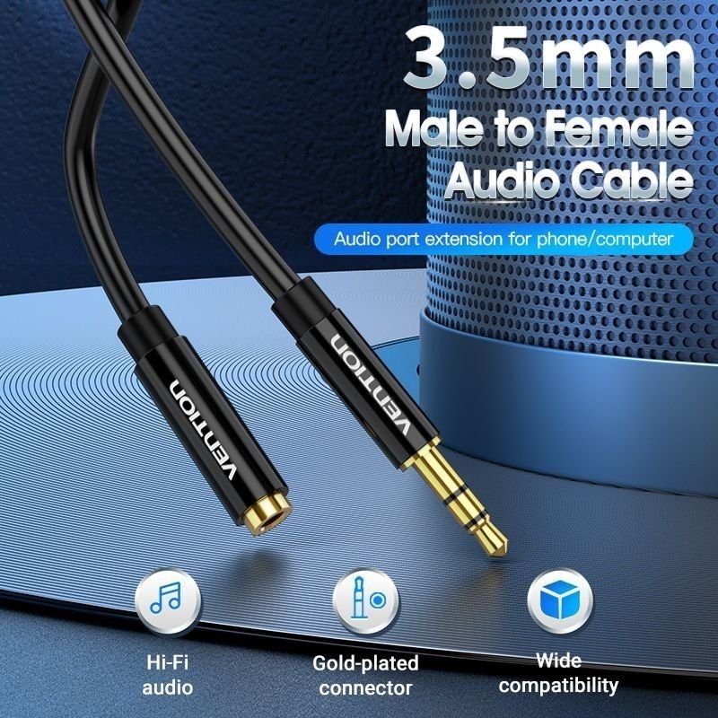 Cable Estéreo Vention BBZBF/ Jack 3.5 Macho - Jack 3.5 Hembra/ 1m/ Negro - изображение 4