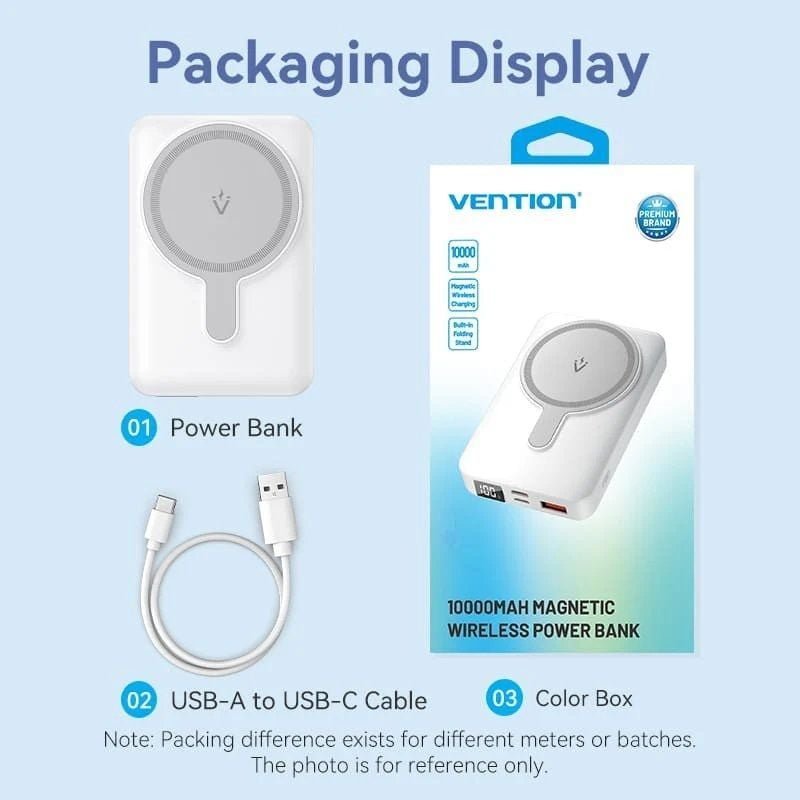 Powerbank 10000mAh Vention FHTW0/ 22.5W/ Wireless/ Blanca - изображение 3