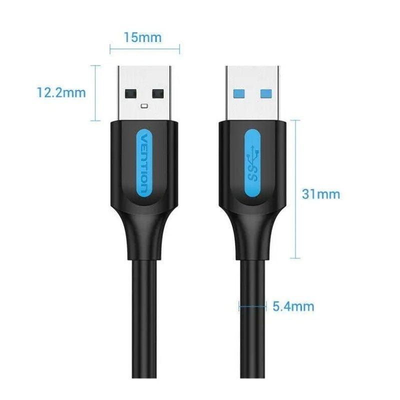 Cable USB 3.0 Vention CONBH/ USB Macho - USB Macho/ 5Gbps/ 2m/ Negro - изображение 2