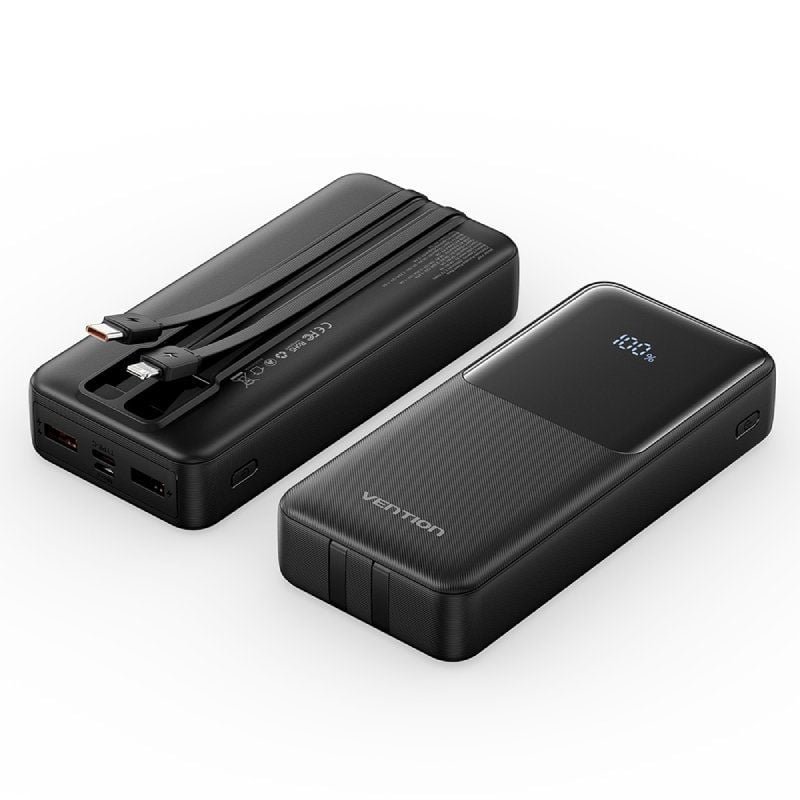Powerbank 20000mAh Vention FHPB0/ 22.5W/ Negra/ Incluye Cable USB TIpo-C y Lightning - изображение 3
