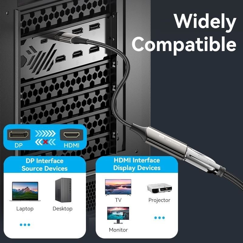 Cable Conversor Vention HFNBC/ DisplayPort Macho - HDMI Hembra/ 25cm/ Negro - изображение 3