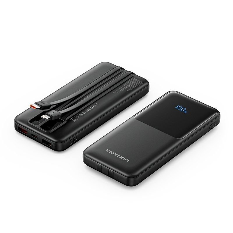 Powerbank 10000mAh Vention FHOB0/ 22.5W/ Negra/ Incluye Cable USB TIpo-C y Lightning - изображение 2