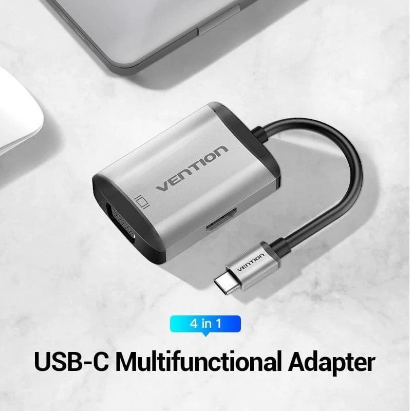 Conversor Vention TFAHB/ 1xUSB/ 1xHDMI/ 1xVGA/ 1xUSB Tipo-C PD/ 15cm/ Gris - изображение 3