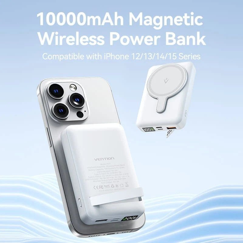 Powerbank 10000mAh Vention FHTB0/ 22.5W/ Wireless/ Negra - изображение 2