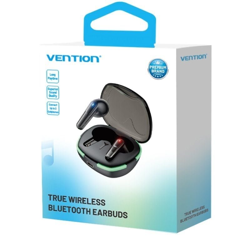 Auriculares Bluetooth Vention AIR A02 F11B0 con estuche de carga/ Autonomía 7h/ Negros - изображение 2