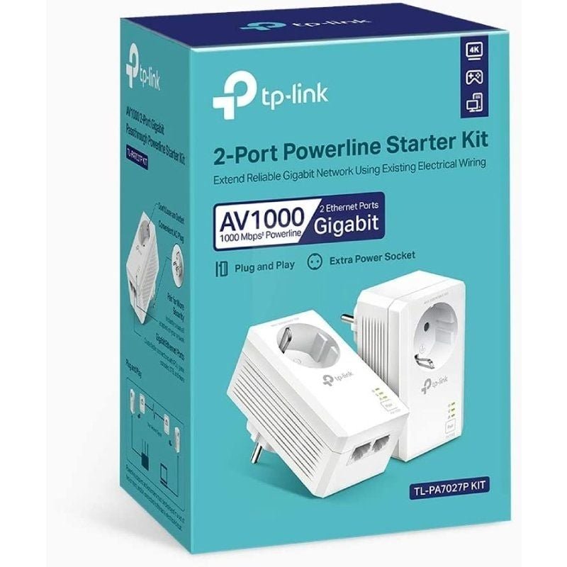Adaptador Powerline TP-Link TL-PA7027P KIT 1000Mbps/ Alcance 300m/ Pack de 2 - изображение 2