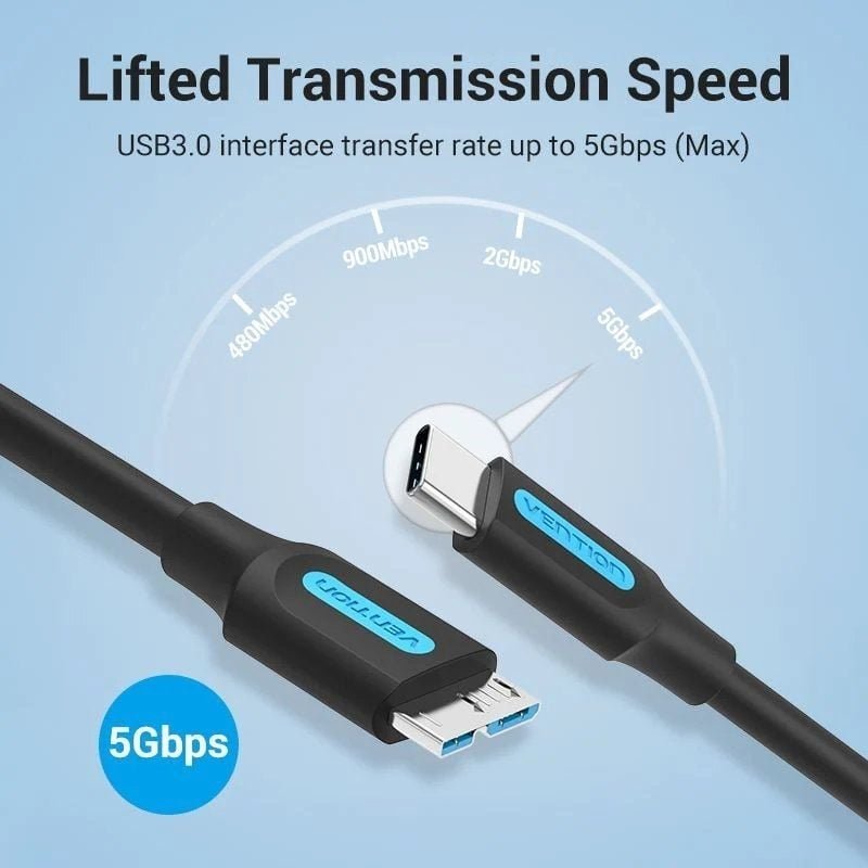 Cable USB 3.0 Vention CQABD/ microUSB Macho - USB Tipo-C Macho/ 5Gbps/ 50cm/ Negro - изображение 4