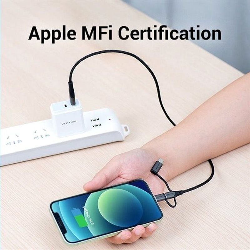 Cable USB 2.0 Tipo-C Vention CQJHG/ USB Macho/ USB Tipo-C Macho - MicroUSB Macho - Lightning Macho/ 480Mbps/ 1.5m/ Gris - изображение 3