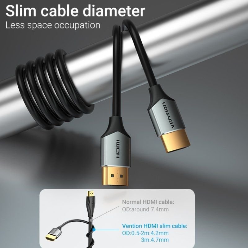 Cable HDMI 2.0 4K Vention ALEHD/ HDMI Macho - HDMI Macho/ 50cm/ Gris - изображение 4
