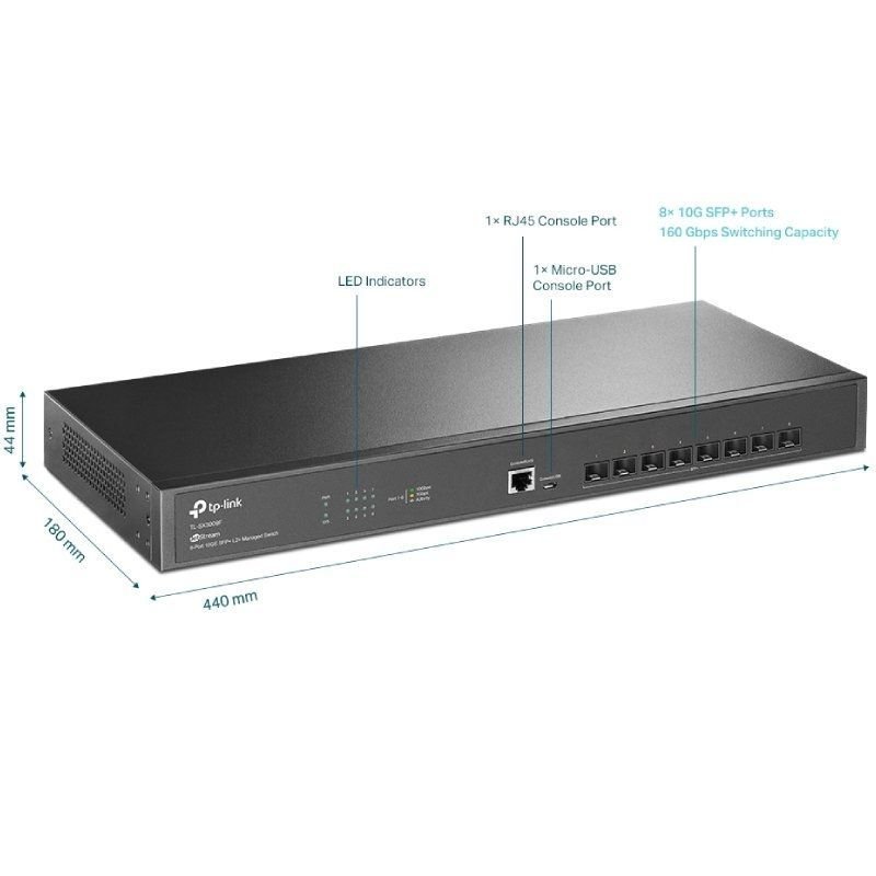 Switch Gestionable TP-Link Omada JetStream TL-SX3008F/ 8 Puertos/ SFP+ 10GE - изображение 2