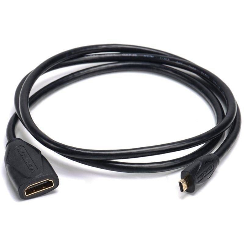 Cable Alargador Micro HDMI 4K Vention ABBBF/ Micro HDMI Macho - HDMI Hembra/ 1m/ Negro - изображение 2