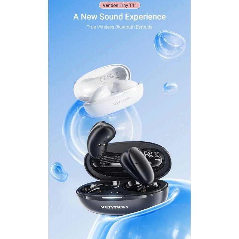 Auriculares Bluetooth Vention Tiny T11 NBJW0 con estuche de carga/ Autonomía 8h/ Blancos - изображение 2