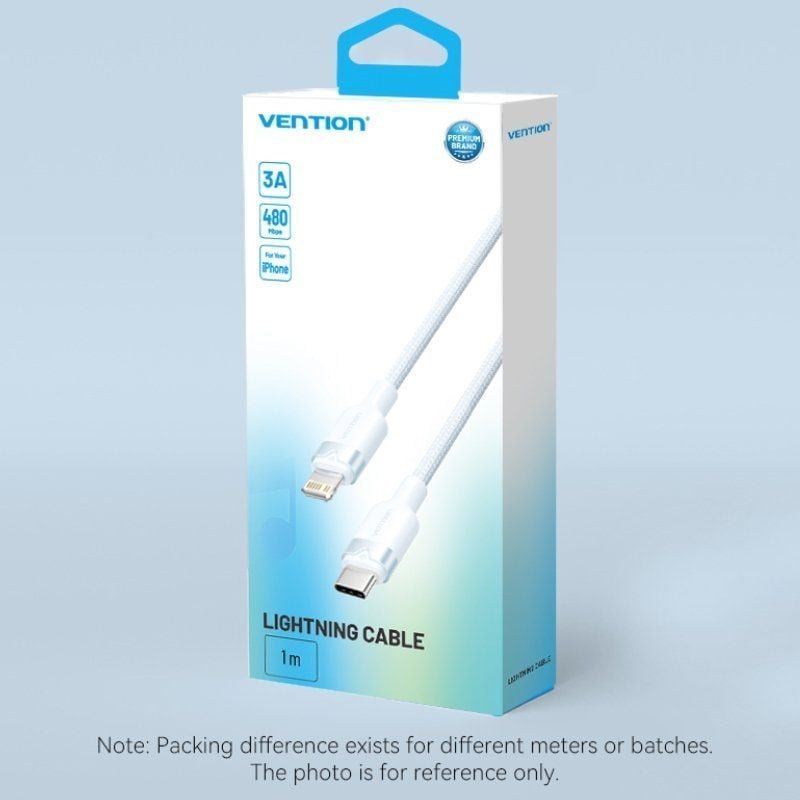 Cable USB Tipo-C Lightning Vention LALBH/ USB Tipo-C Macho - Lightning Macho/ 27W/ 480Mbps/ 2m/ Negro - изображение 3