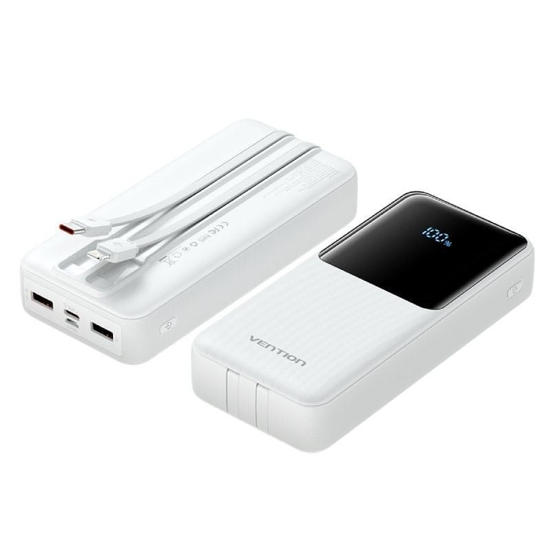 Powerbank 20000mAh Vention FHPW0/ 22.5W/ Blanca/ Incluye Cable USB TIpo-C y Lightning - изображение 2