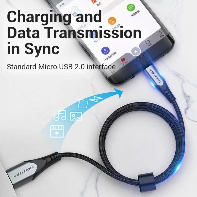 Cable USB 2.0 Vention COCHH/ microUSB Macho - USB Macho/ 480Mbps/ 2m/ Gris - изображение 2