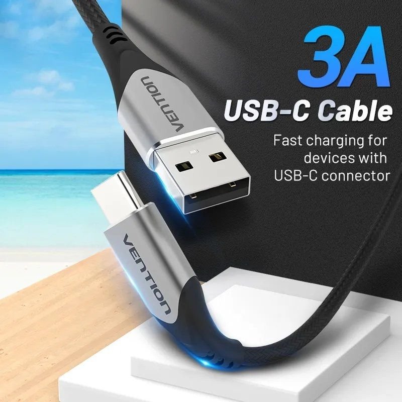 Cable USB 2.0 Tipo-C Vention CODHI/ USB Tipo-C Macho - USB Macho/ Hasta 60W/ 480Mbps/ 3m/ Gris - изображение 3