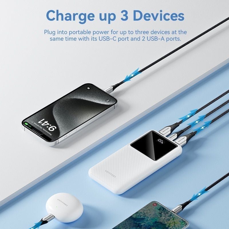 Powerbank 10000mAh Vention FHKB0/ 22.5W/ Negra - изображение 2