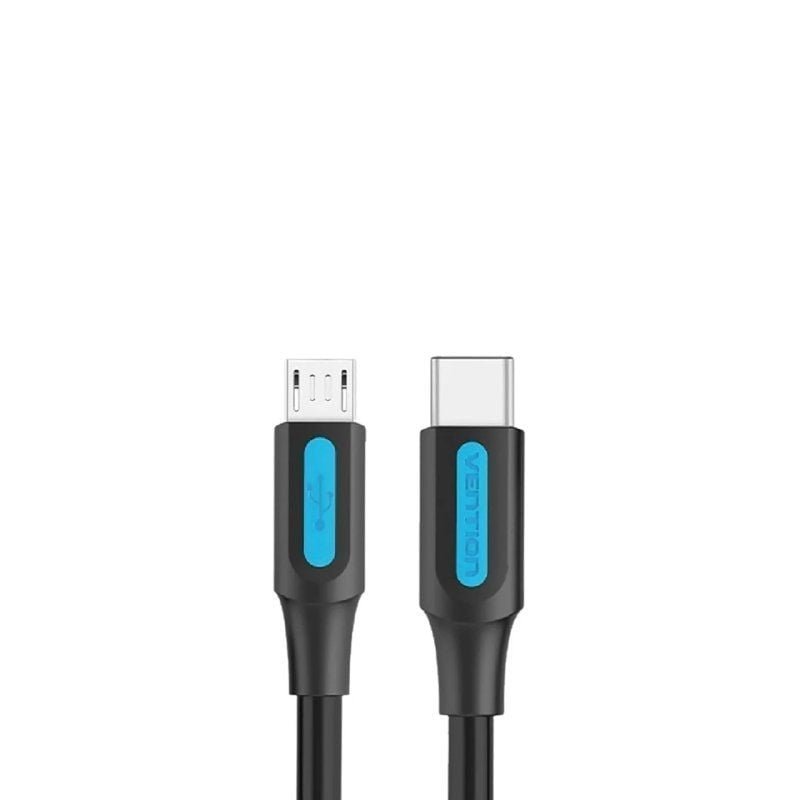 Cable USB 2.0 Tipo-C Vention COVBD/ USB Tipo-C Macho - MicroUSB Macho/ Hasta 10W/ 480Mbps/ 50cm/ Negro - изображение 2