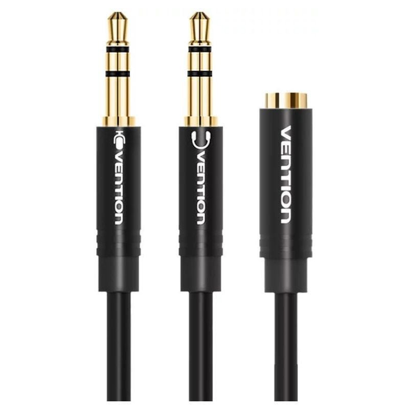 Cable Estéreo Vention BBUBY/ 2x Jack 3.5 Macho - Jack 3.5 Hembra/ 30cm/ Negro - изображение 2