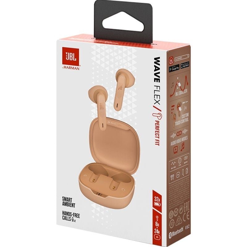 Auriculares Bluetooth JBL Wave Flex con estuche de carga/ Autonomía 8h/ Beige - изображение 4
