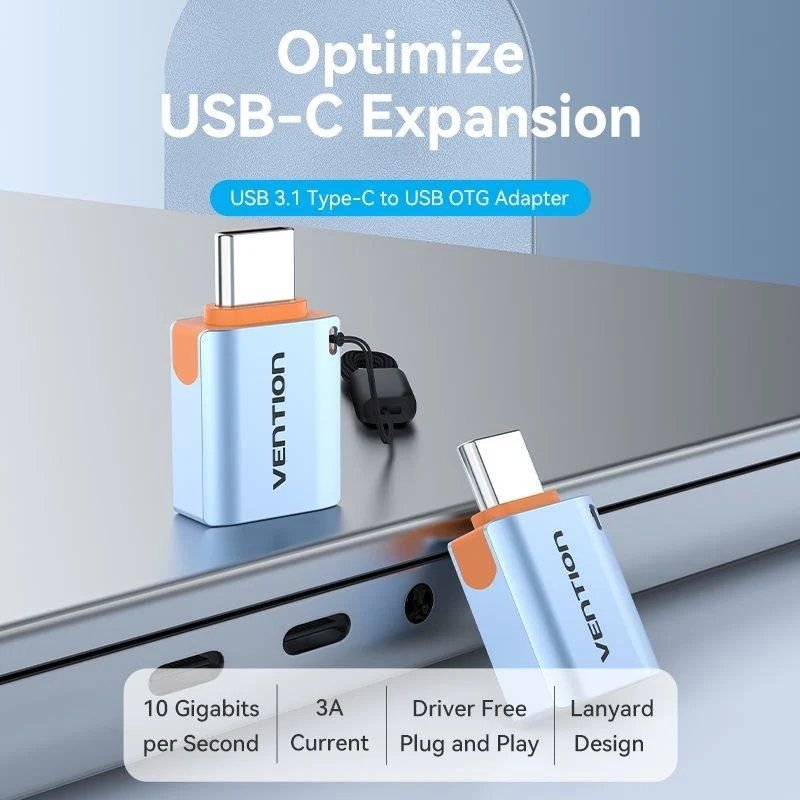Adaptador OTG USB 3.1 Vention CUBH0/ USB Tipo-C Macho - USB Hembra/ Azul - изображение 2