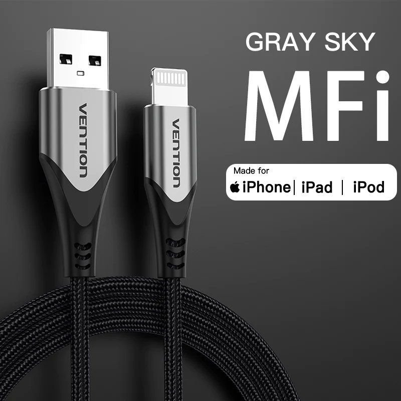 Cable USB 2.0 Lightning Vention LABHD/ USB Macho - Lightning Macho/ Hasta 12W/ 480Mbps/ 50cm/ Gris - изображение 2