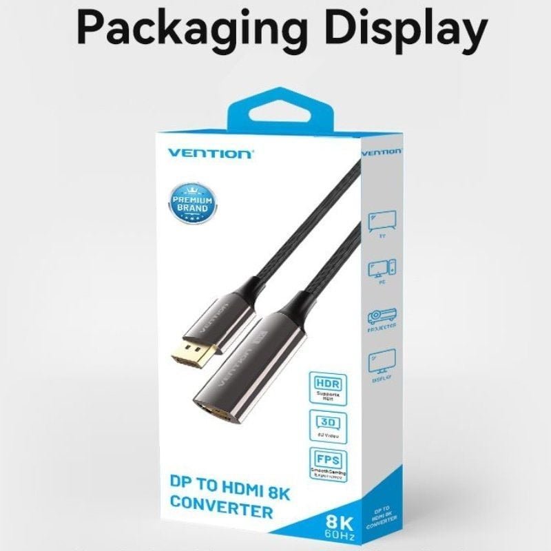 Cable Conversor Vention HFNBC/ DisplayPort Macho - HDMI Hembra/ 25cm/ Negro - изображение 5