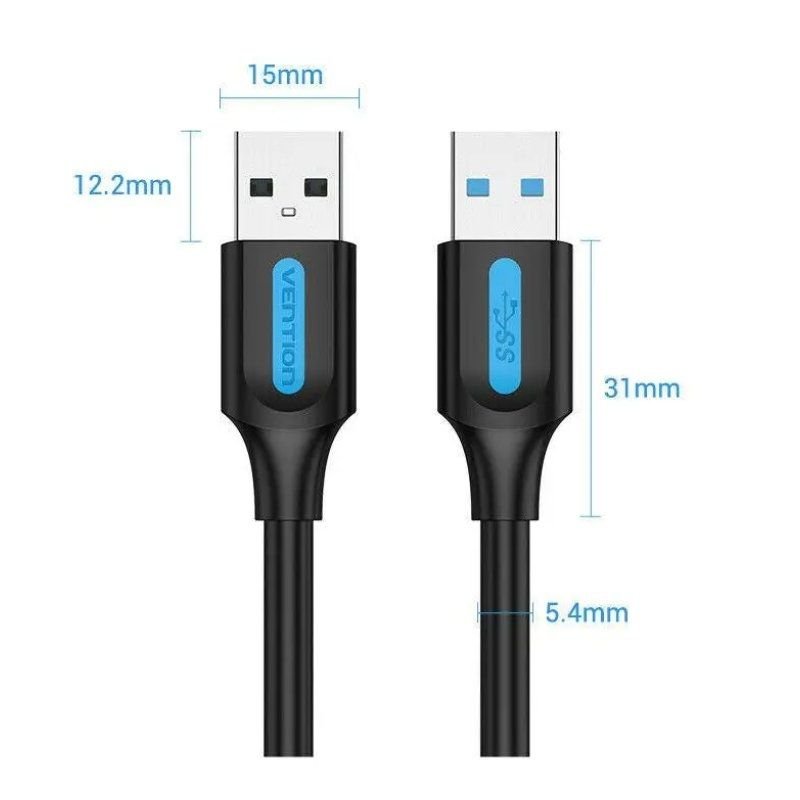 Cable USB 3.0 Vention CONBF/ USB Macho - USB Macho/ 5Gbps/ 1m/ Negro - изображение 2