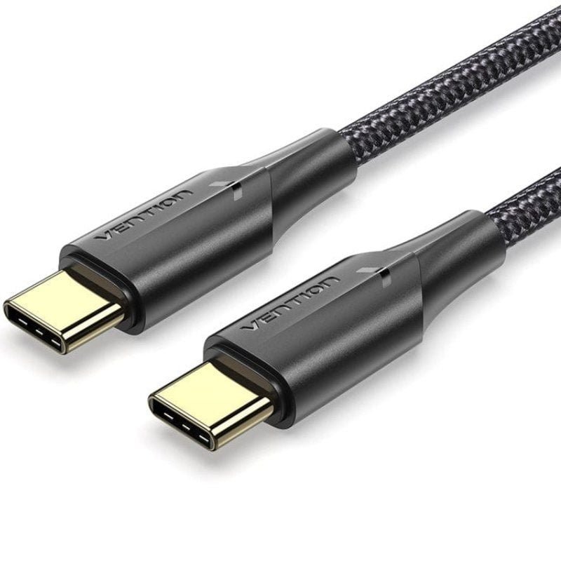 Cable USB 2.0 Tipo-C 3A Vention TAUBI/ USB Tipo-C Macho - USB Tipo-C Macho/ Hasta 60W/ 480Mbps/ 3m/ Negro