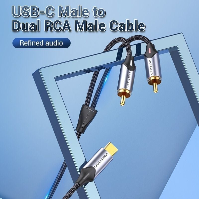 Cable Conversor Vention BGUHI/ 2x RCA Macho - USB Tipo-C Macho/ 3m/ Gris - изображение 4