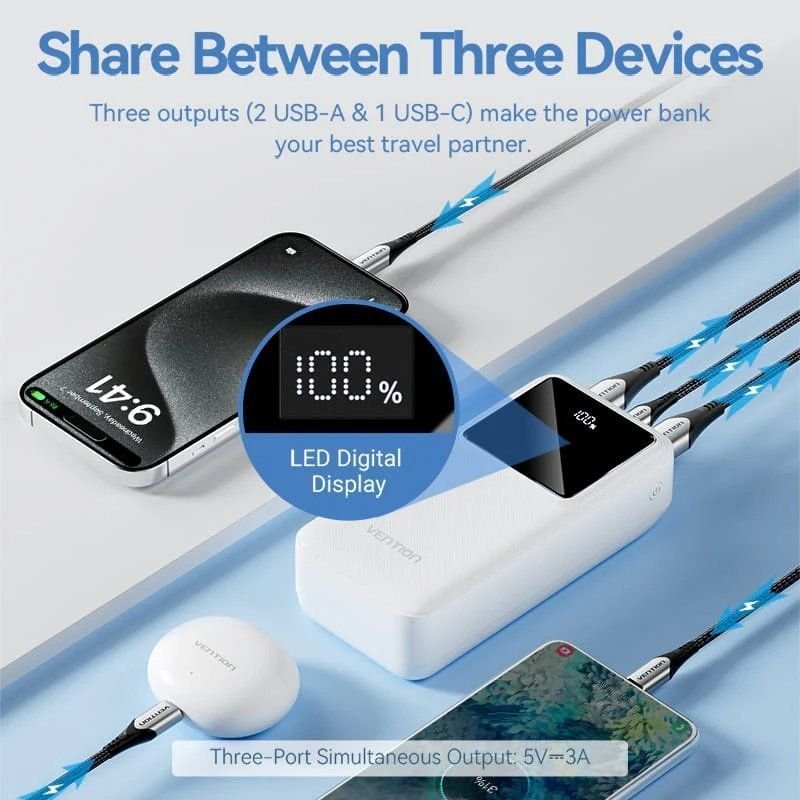 Powerbank 30000mAh Vention FHMB0/ 22.5W/ Negra - изображение 4