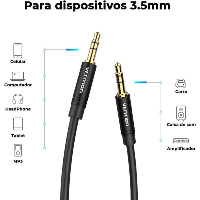 Cable Estéreo Vention BAKBF/ Jack 3.5 Macho - Jack 3.5 Macho/ 1m/ Negro - изображение 3