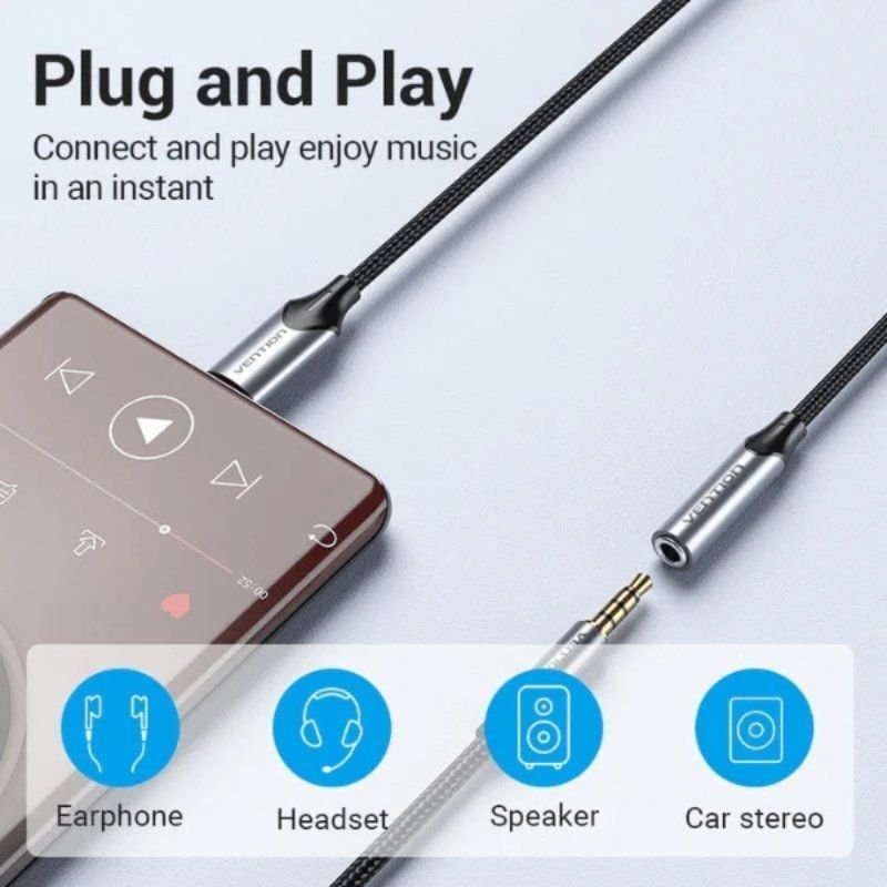 Conversor Vention BGMHF/ Jack 3.5 Hembra - USB Tipo-C Macho/ 1m/ Gris - изображение 3