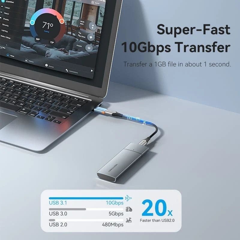 Adaptador USB 3.1 Vention CUAH0/ USB Tipo-C Hembra - USB Macho/ Azul - изображение 3