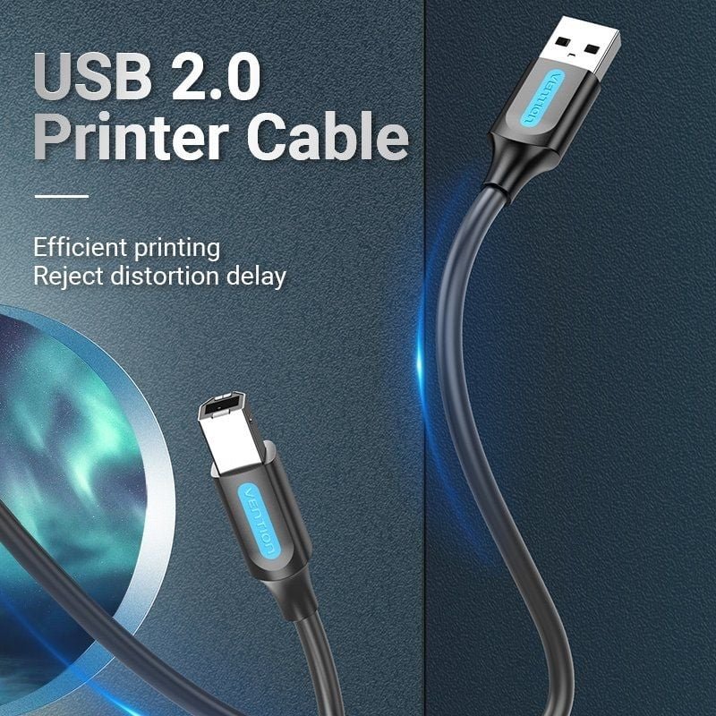 Cable USB 2.0 Impresora Vention COQBG/ USB Tipo-B Macho - USB Macho/ 480Mbps/ 1.5m/ Negro - изображение 2