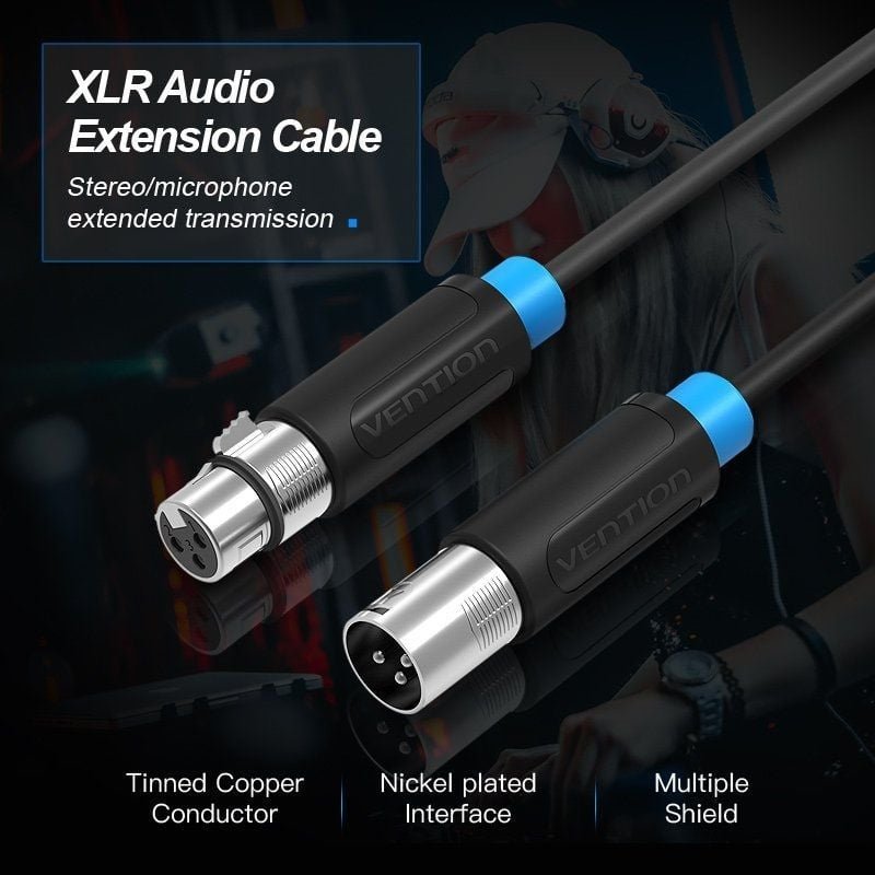 Cable Estéreo Vention BBFBH/ XLR Macho - XLR Hembra/ 2m/ Negro - изображение 2
