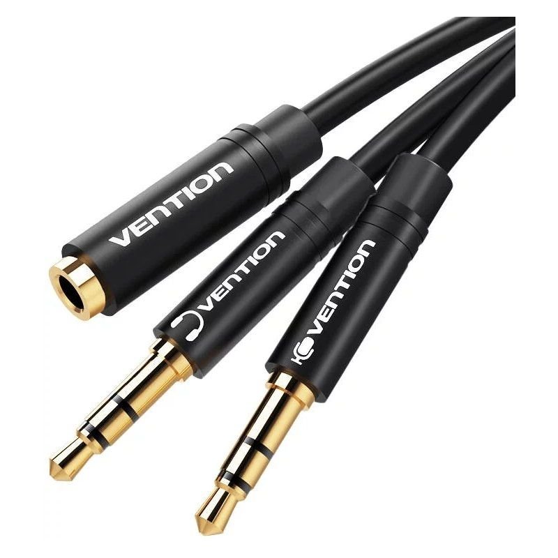 Cable Estéreo Vention BBUBY/ 2x Jack 3.5 Macho - Jack 3.5 Hembra/ 30cm/ Negro - изображение 3