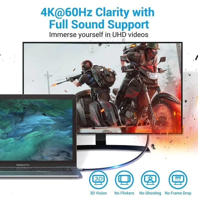 Cable Conversor HDMI 2.0 4K Vention CRBBH/ USB Tipo-C Macho - HDMI Macho/ 2m/ Negro - изображение 3