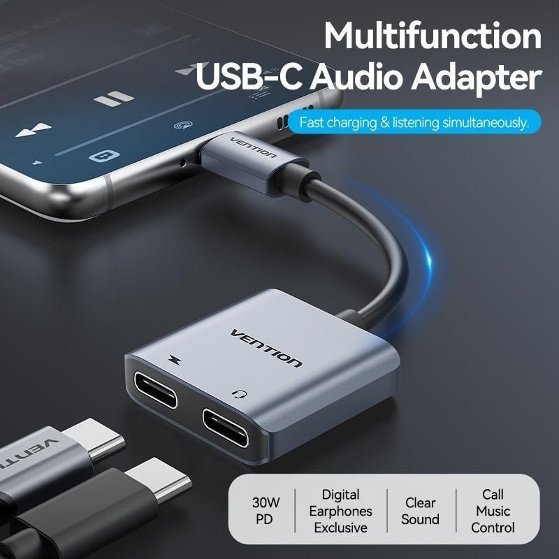 Conversor USB Tipo-C Vention BGZHA/ USB Tipo-C Macho - 2x USB Tipo-C Hembra (Audio y Carga) - изображение 5
