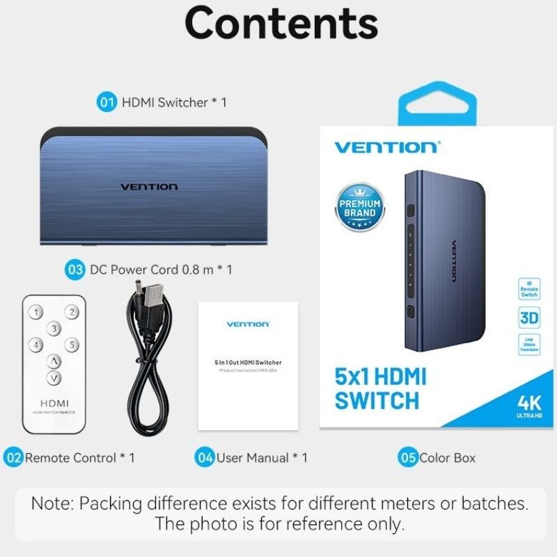Switch Conmutador 4K HDMI 2.0 Vention AKCL0 HDMI Hembra/ 4x HDMI Hembra - изображение 5