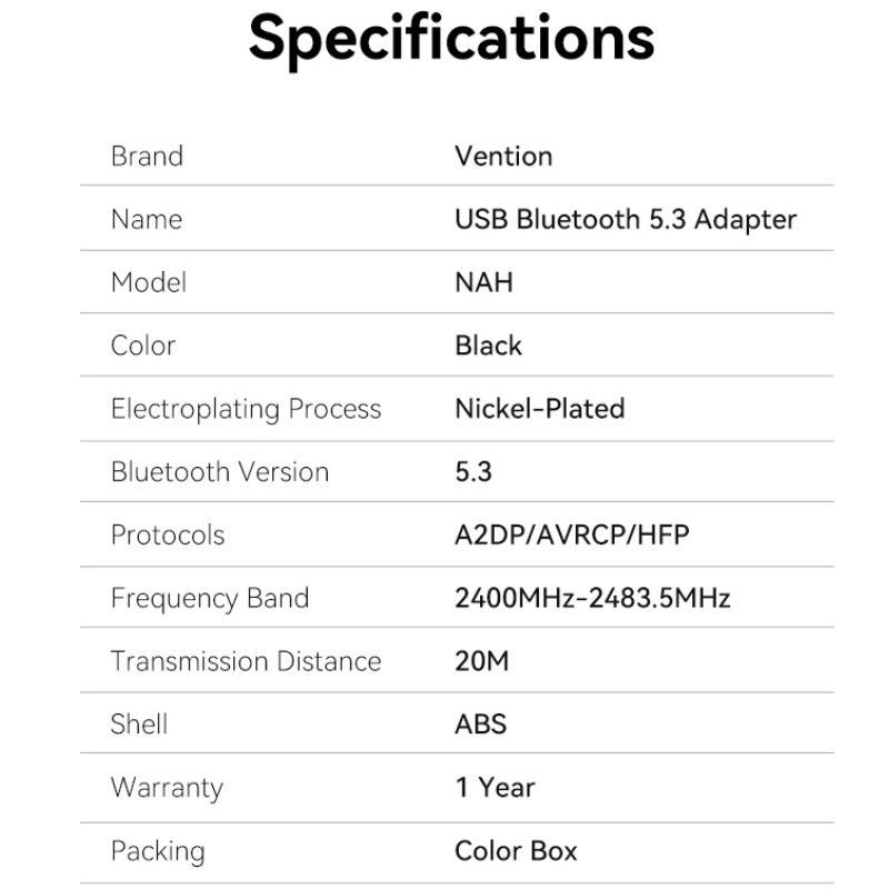Adaptador USB - Bluetooth Vention NAHB0 - изображение 3