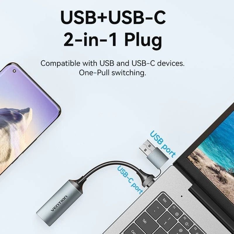 Conversor HDMI 4K 60Hz Vention ACWHA/ HDMI Hembra / USB Macho - USB Tipo-C Macho/ 480Mbps/ 10cm/ Negro - изображение 3
