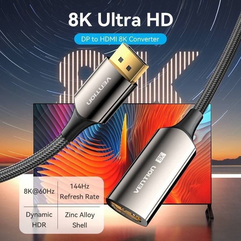 Cable Conversor Vention HFNBC/ DisplayPort Macho - HDMI Hembra/ 25cm/ Negro - изображение 2