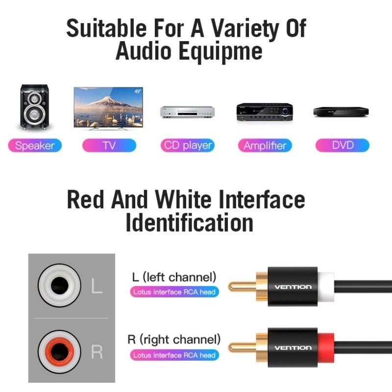 Cable Estéreo Vention VAB-R06-B150/ 2x RCA Macho - 2x RCA Macho/ 1.5m/ Negro - изображение 4
