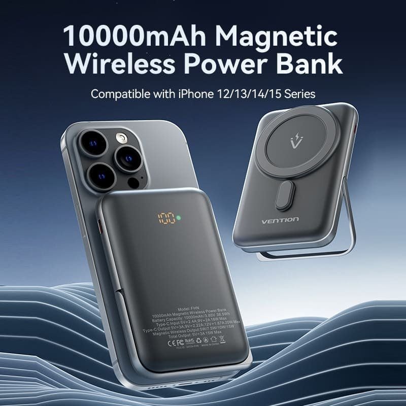 Powerbank 10000mAh Vention FHNW0/ 20W/ Wireless/ Blanca - изображение 2