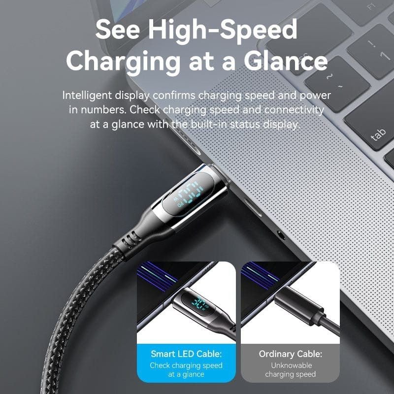 Cable USB 2.0 Tipo-C 5A 100W Vention TAYBAV/ USB Tipo-C Macho - USB Tipo-C Macho/ Hasta 100W/ 480Mbps/ 1.2m/ con Pantalla LED/ Negro - изображение 3