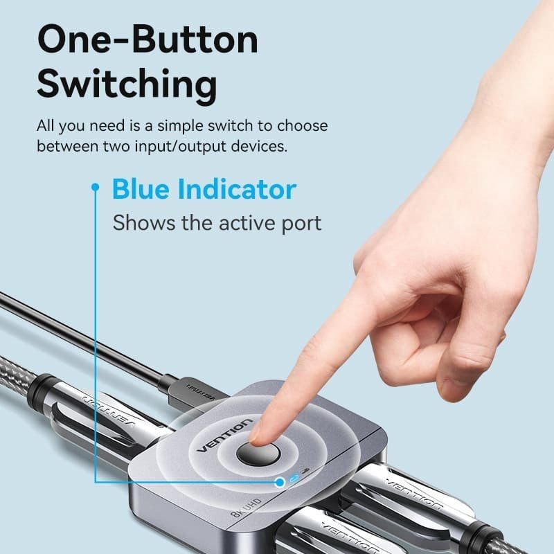 Switch Conmutador 8K HDMI 2.1 Bidireccional Vention AKPH0 HDMI Hembra/USB-C Hembra - 2x HDMI Hembra - изображение 5