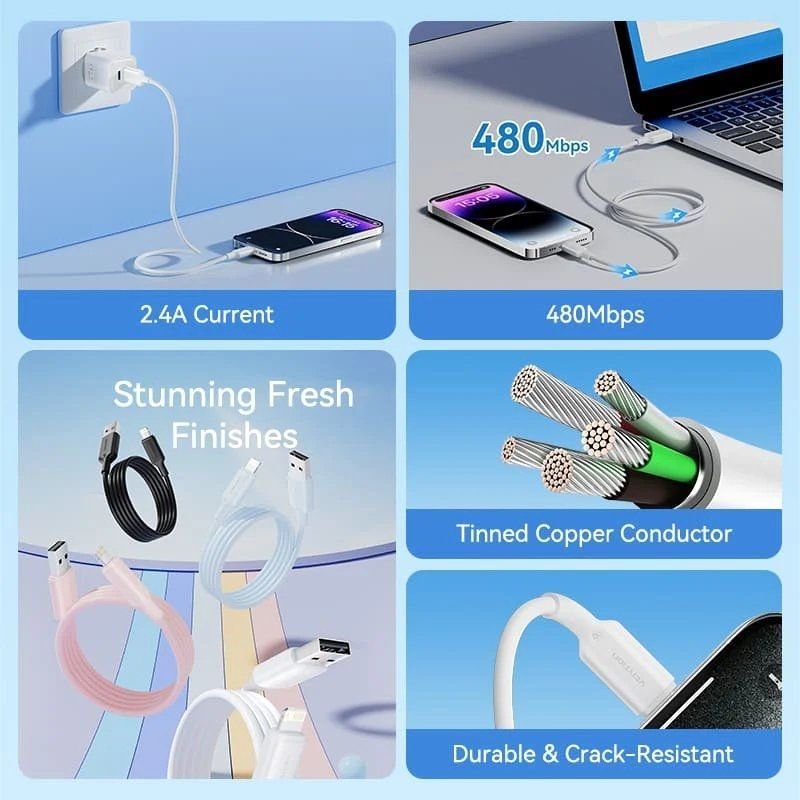 Cable USB 2.0 Lightning Vention LAMSH/ USB Macho - Lightning Macho/ 480Mbps/ 2m/ Azul - изображение 3
