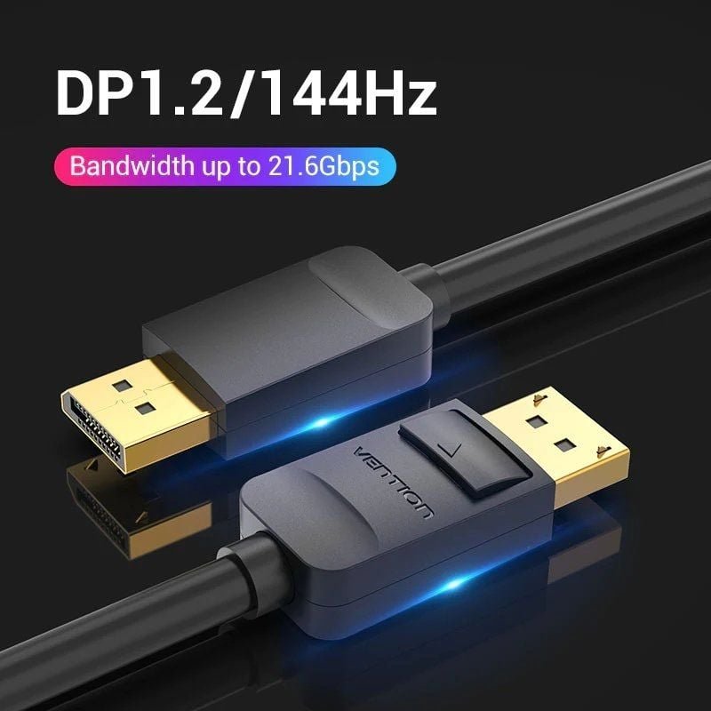 Cable Displayport 1.2 4K Vention HACBJ/ Displayport Macho - Displayport Macho/ 5m/ Negro - изображение 3